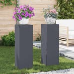 vidaXL Plantenstand 2 pcs Antraciet 24 x 24 x 75 cm Staal, Jardin & Terrasse, Verzenden