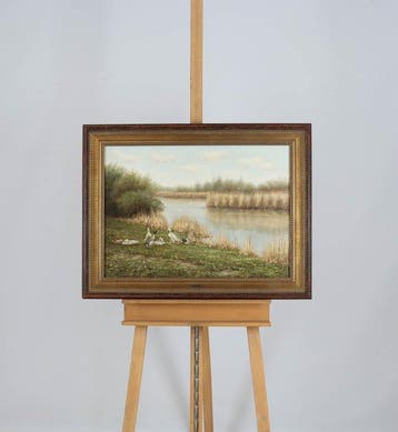 Hermanus Cornelis Hokken (1927-1988) - Eendjes aan de, Antiek en Kunst