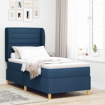 vidaXL Boxspring bed met matras met hoofdeinde Blauw 200 x, Verzenden