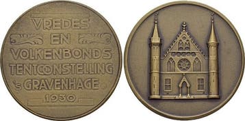 Bronze-medaille 1930 Nederland-s-gravenhage, Stadt, Postzegels en Munten, Penningen en Medailles, Verzenden
