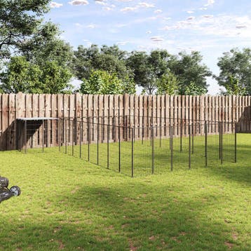 vidaXL Hondenkennel 19,36 m² staal zwart, Verzenden, Nieuw