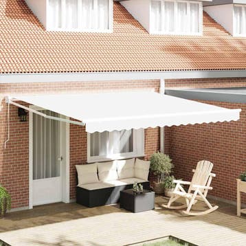 vidaXL Uitschuifbare luifel Wit 400 × 300 cm, Verzenden, Nieuw