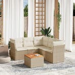 vidaXL 6-delige Loungeset met kussens poly rattan beige, Verzenden, Loungeset
