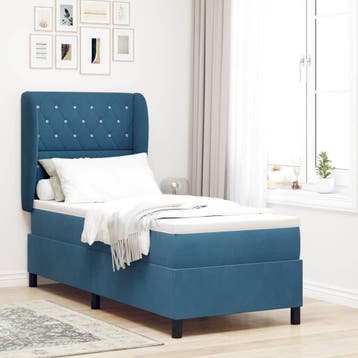 vidaXL Boxspring bed met hoofdeinde Donkerblauw 200 x 80 cm, Huis en Inrichting, Slaapkamer | Bedden, Verzenden, Nieuw