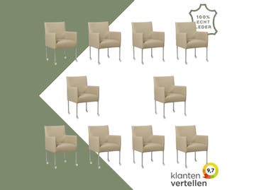 Set van 10 Leren eetkamerstoelen Desire - Toledo Mastic, Ophalen of Verzenden, Nieuw, Leer, Eén