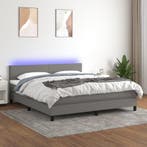 vidaXL Boxspring met matras en LED stof donkergrijs 160x200, Verzenden, Nieuw