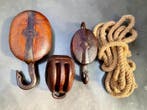 3x XL lifting pulley + original jute rope - Outil de travail