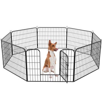 Avalo Puppyren Ø210cm Opvouwbaar Zwart - 8 panelen 80x60cm, Dieren en Toebehoren, Verzenden, Nieuw