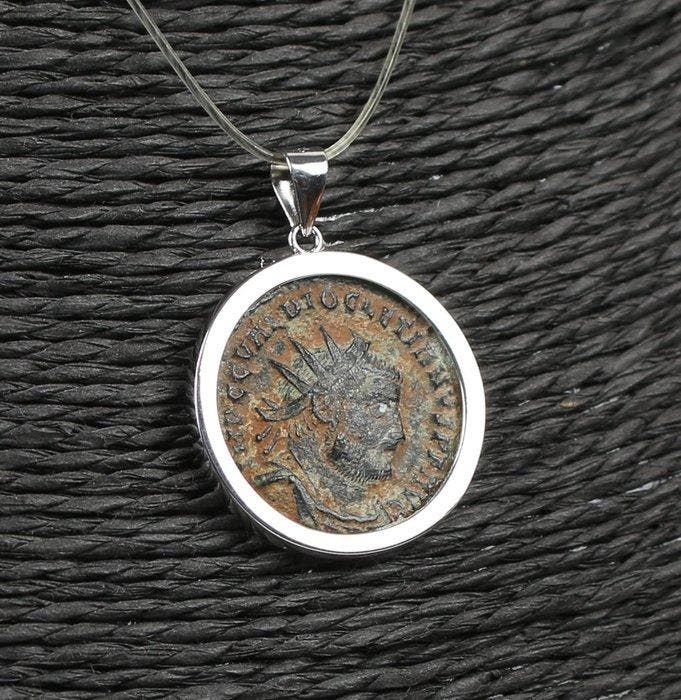 Moderne Zilver Hanger met Diocletianus-follis (Zonder, Verzamelen, Mineralen en Fossielen