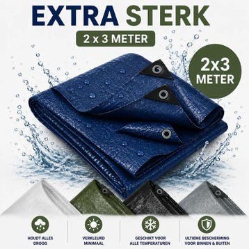 Dekzeil 2 x 3 m, 110 g/m² ultrasterk, 10 ringen, versterk.., Doe-het-zelf en Bouw, Zeil en Folie, Ophalen of Verzenden, Nieuw