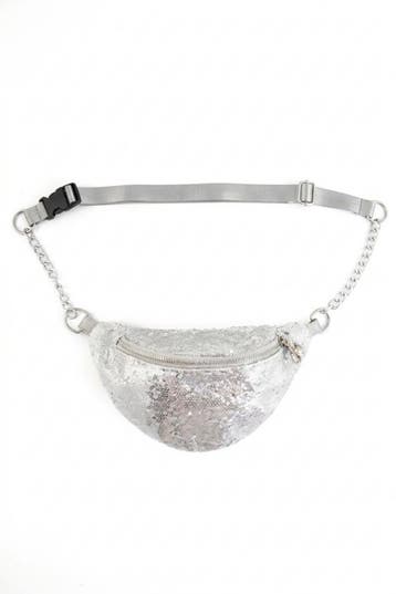 KIMU® Heuptasje Pailletten Zilver Heuptas Sequin Crossbody T, Ophalen of Verzenden, Nieuw