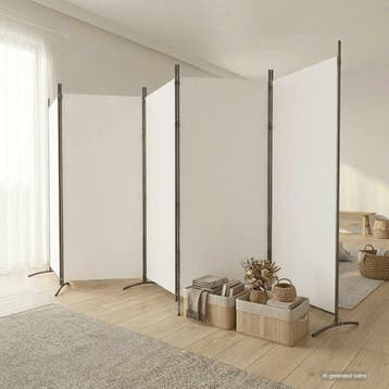 vidaXL Kamerscherm met 5 panelen 433x180 cm stof wit, Verzenden, Nieuw