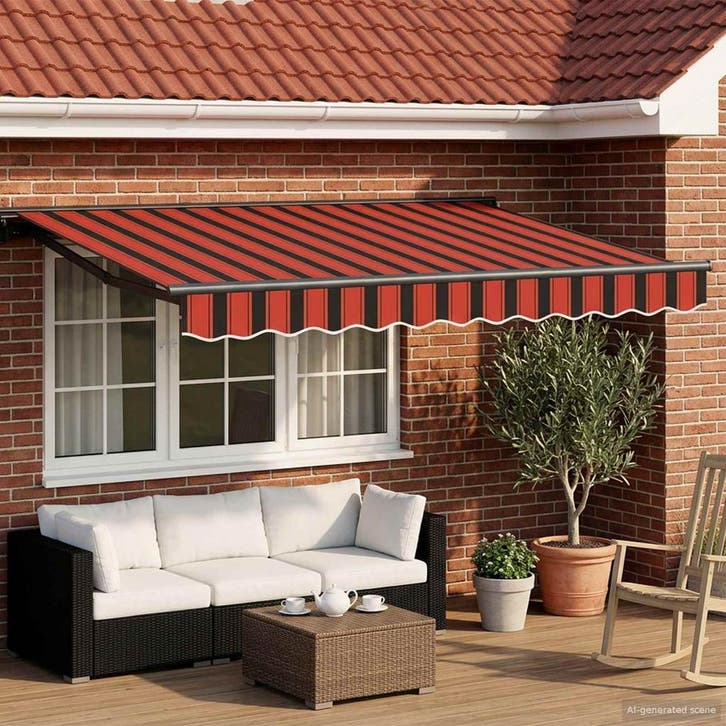 vidaXL Handbediende luifel met LEDs Oranje, Zwart,, Tuin en Terras, Zonneschermen, Nieuw, Verzenden