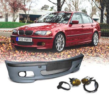 PARE CHOCS FRONTAL BMW E46 99-05 LOOK M FEUX BROUILLARD JAUN, Verzenden