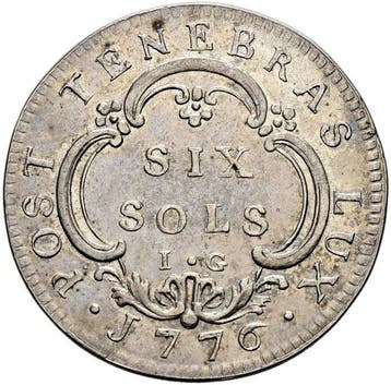 Zwitserland, Genève 6 Sols 1776 Very rare silver offstrike