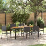 vidaXL Tuin Eettafel Set 7 pcs Zwart poly rattan, Verzenden, Nieuw
