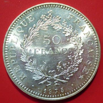 France. Ve République. 50 Francs 1975/1977 Hercule (2 coins)