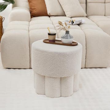 Design teddy poef - wit - Ø 45 x 42 cm, Huis en Inrichting, Verzenden, Nieuw, Wit