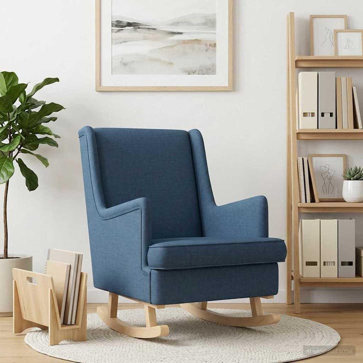 vidaXL Schommelstoel Blauw 62 x 80 x 85 cm Stof, Huis en Inrichting, Stoelen, Nieuw, Verzenden