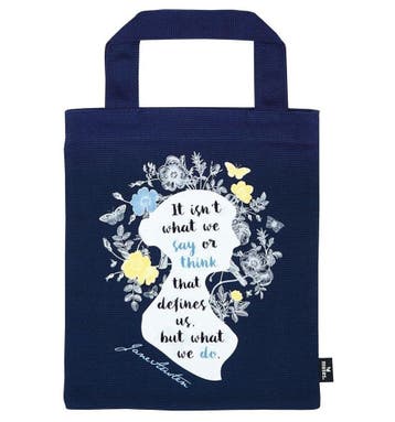Kleine boekentas Jane Austen – blauwe katoenen tas met quo, Collections, Signets, Verzenden