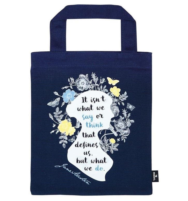 Kleine boekentas Jane Austen – blauwe katoenen tas met quo, Verzamelen, Boekenleggers, Nieuw, Verzenden