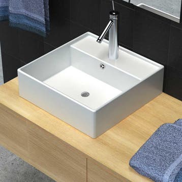 vidaXL Luxe wastafel met overloop en kraangat vierkant, Verzenden