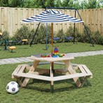 vidaXL Picknicktafel voor 4 kinderen met parasol zeshoekig, Verzenden, Nieuw