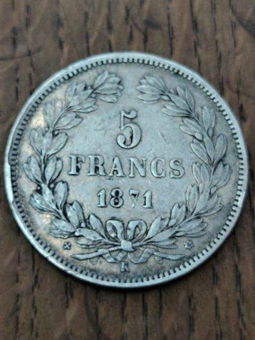 Frankrijk. IIIe République (1870-1940). 5 Francs 1871-K,
