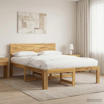 vidaXL Tweepersoonsbed met hoofdbord ROSTOCK Witgewassen 135, Huis en Inrichting, Verzenden, Nieuw