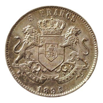Congo belge. 5 Francos Leopoldo II 1894 Estado Libre del
