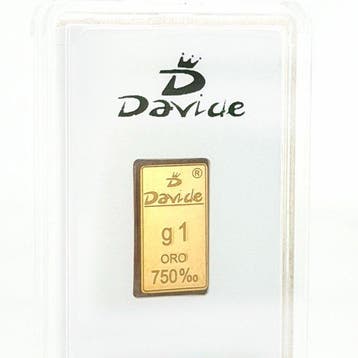 1 gram - Goud .750 - Davide - Met certificaat (Zonder, Postzegels en Munten