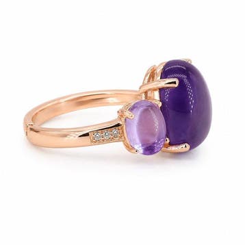 Zonder minimumprijs - Ring Verguld Amethist - Diamant - 18k, Nieuw