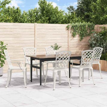 vidaXL Tuinstoelen 6 st gietaluminium wit, Verzenden, Nieuw