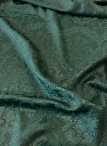 Jacquard damastweefsel in bosgroen. - Meubelstof - 490 cm -