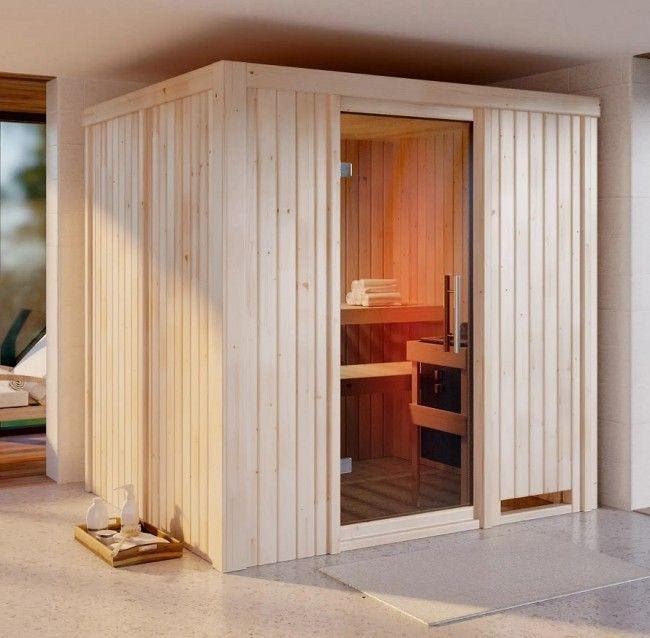 Traditionele sauna voor 2-4 pers. GOEDE ISOLATIE 220 volt, Sport en Fitness, Sauna, Fins of Traditioneel, Complete sauna, Nieuw