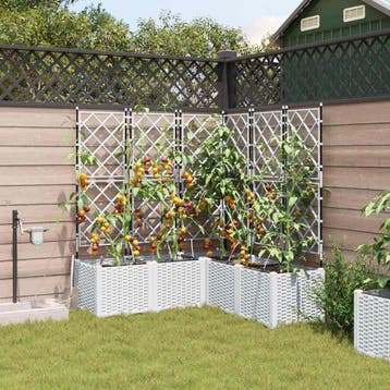 vidaXL Plantenbak 5 st Wit 120 x 120 x 142 cm PP, Tuin en Terras, Verzenden, Nieuw