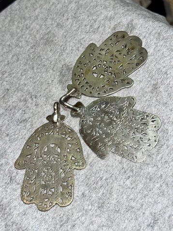 3 zilveren hamsa-bedels - Zilver - Tunesië - Begin 20e eeuw