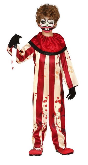 Clown Halloween Kostuum Kind gestreept, Verzenden