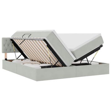 vidaXL Opbergbed 2 st Lichtgrijs 180 x 200 cm Velvet, Verzenden