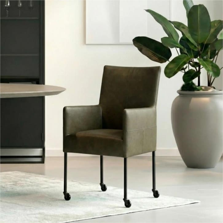 Set van 10 Leren eetkamerstoelen Spark - Rancho Green, Huis en Inrichting, Stoelen, Nieuw, Leer, Ophalen of Verzenden