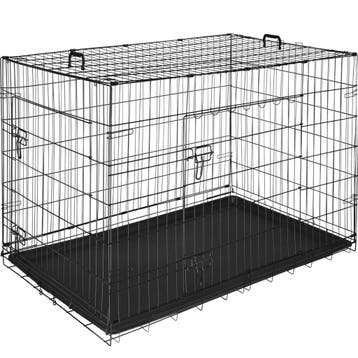 tectake Hondenkooi-roosterbox Luna, opvouwbaar, met 2 deuren, Dieren en Toebehoren, Hondenhokken, Verzenden, Nieuw