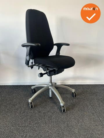 RH Logic 400 - zwarte stoffering  - Grijs voetkruis - Leren, Werkplek, Ophalen of Verzenden, Gebruikt, Stoel