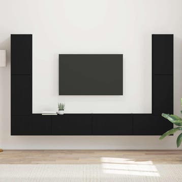 vidaXL Tv-meubelset 8 pcs Zwart Bewerkt hout, Huis en Inrichting, Verzenden, Nieuw