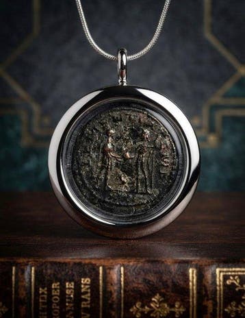 Romain antique, Empire Argent Pendentif en forme de monnaie