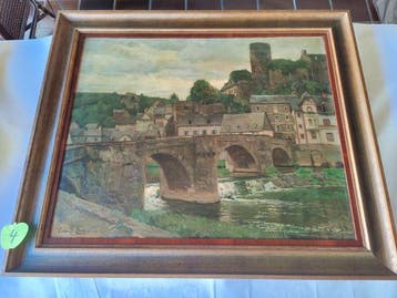 Conrad Lessing (1852–1916) - Lahnbrücke an der Burg Runkel
