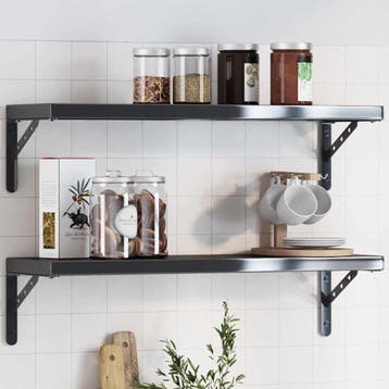 vidaXL Plankdragers 4 st 23,5x2,5x15,5 cm roestvrijstaal, Verzenden, Nieuw