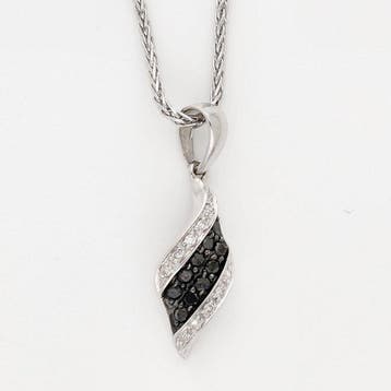 Collier - 14 carats Or blanc Saphir - Diamant, Handtassen en Accessoires, Kettingen, Nieuw