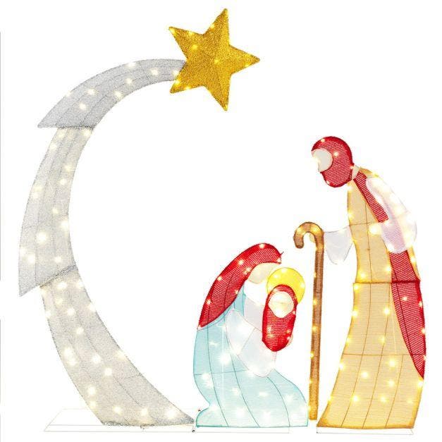 Kerststal met verlichting - Kerstdecoratie - 151 cm - COSTWA, Diversen, Kerst, Nieuw, Verzenden