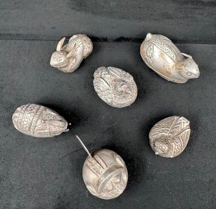 Lime box - Lokaal zilver met laag gehalte, verzilverd -, Antiquités & Art, Art | Art non-occidental