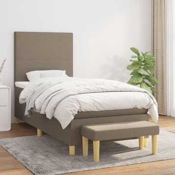vidaXL Boxspring met matras stof taupe 80x200 cm, Verzenden, Nieuw